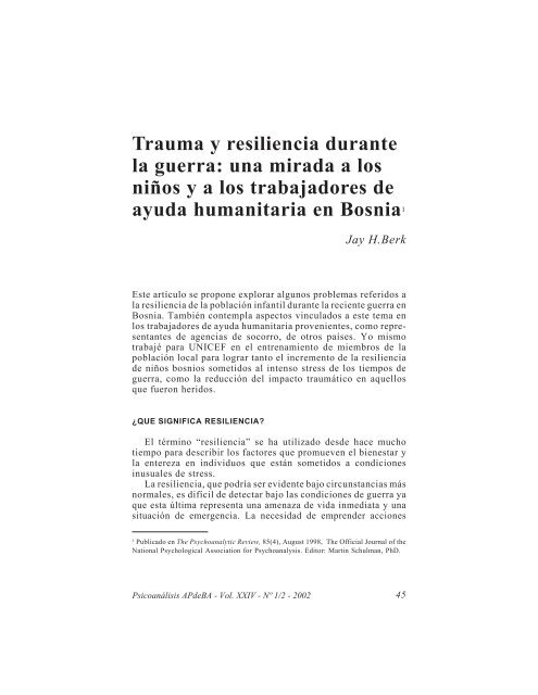 Trauma y resiliencia durante la guerra: una mirada a los niños y a ...