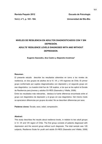 niveles de resiliencia en adultos diagnosticados con y sin depresión