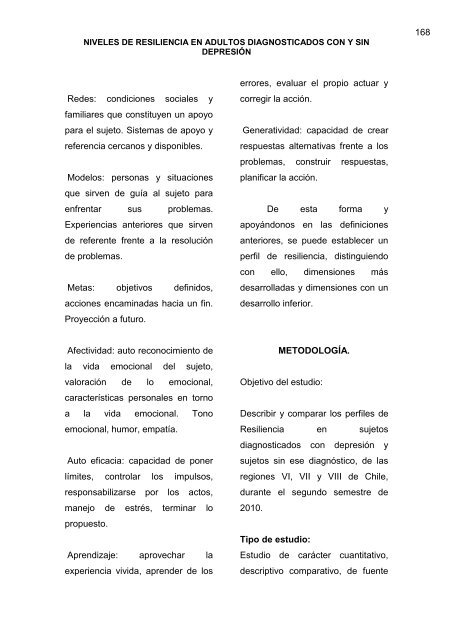 niveles de resiliencia en adultos diagnosticados con y sin depresión