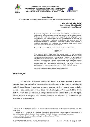 RESILIÊNCIA: a capacidade de adaptação e/ou transformação nas ...