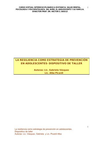 la resiliencia como estrategia de prevención en adolescentes