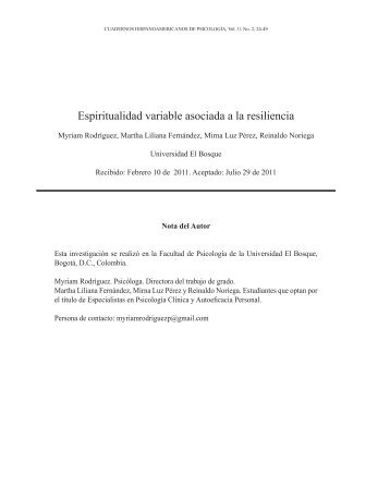 Espiritualidad variable asociada a la resiliencia - Universidad El ...