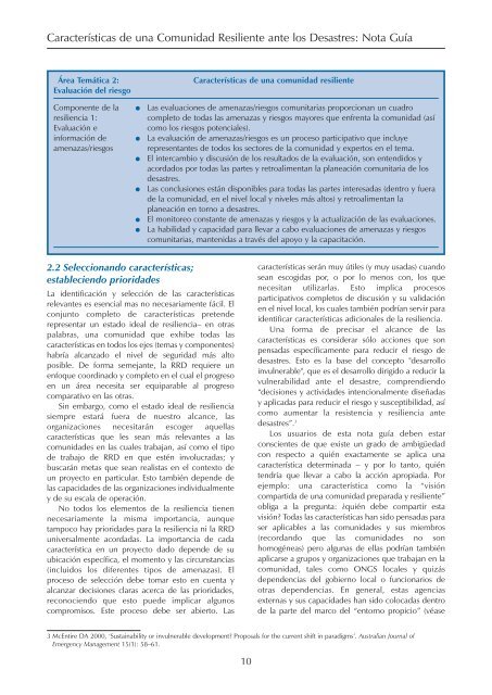 Características de una Comunidad Resiliente ante los Desastres ...