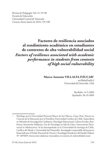 Factores de resiliencia asociados al rendimiento ... - SciELO