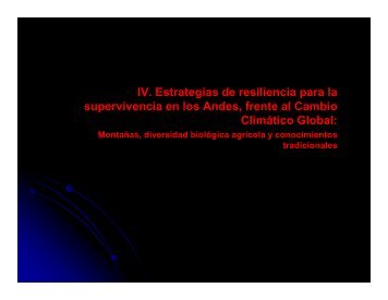 IV. Estrategias de resiliencia para la supervivencia en los Andes ...