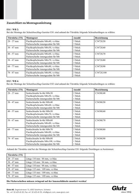 Schutzbeschlag DIN 18257 ES1-L eckig - AT (PDF) - Glutz