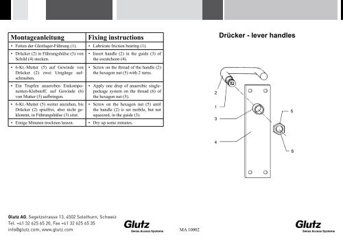 Drücker mit Gegenmutter und Schild (PDF) - Glutz