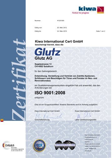 ISO 9001:2008 - Glutz