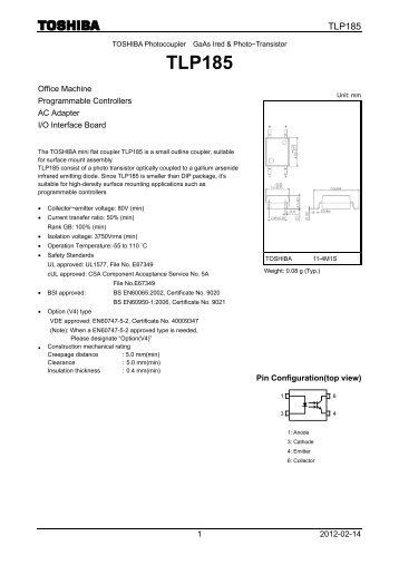 Datasheet Toshiba - TLP185(GB,E)