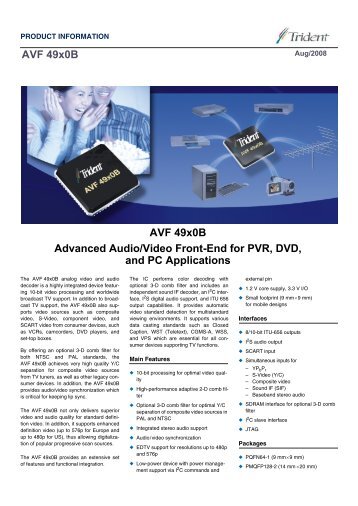 AVF 49x0B Advanced Audio/Video Front-End for PVR, DVD ... - Glyn