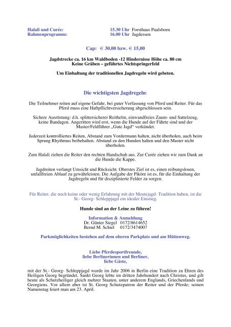 Einladung zur Schleppjagd - Gestüt am Pichersee GmbH