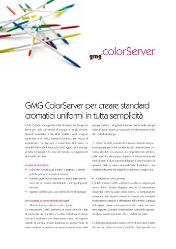 GMG ColorServer per creare standard cromatici uniformi in tutta ...