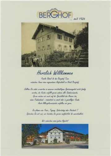 Unsere A la carte - Hotel Berghof in Pfronten im Allgäu