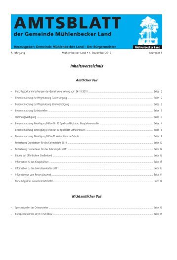 Inhaltsverzeichnis - Gemeinde Mühlenbecker Land