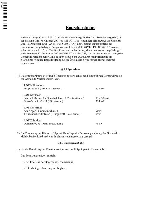 Das gläserne Rathaus. - Gemeinde Mühlenbecker Land