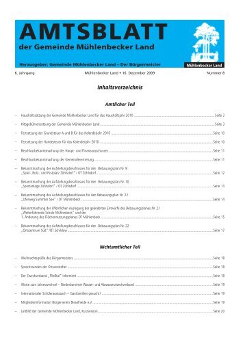 Inhaltsverzeichnis - Gemeinde Mühlenbecker Land