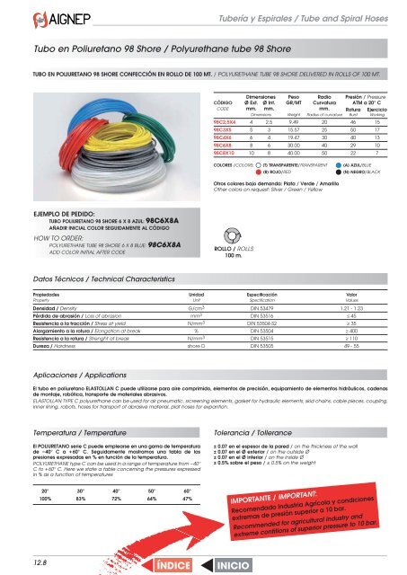 Tubo En Poliuretano 98 Sh