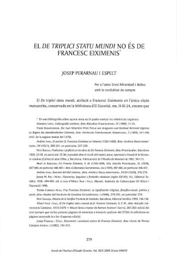 EL DE TRIPLICI STATU MUNDI NO ÉS DE FRANCESC EIXIMENIS