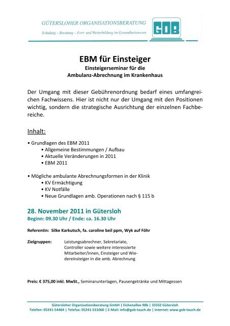 Flyer Ebm Fur Einsteiger Gob