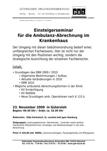 Flyer EBM für Einsteiger - GOB