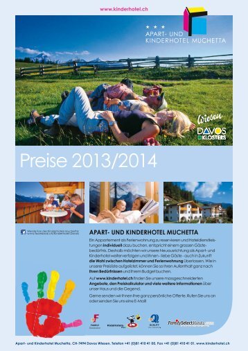 Kinderhotel Muchetta Wiesen Davos - Preisliste 2013/14