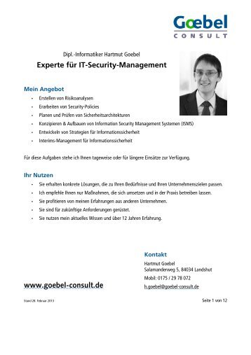 Profil Hartmut Goebel - Goebel Consult