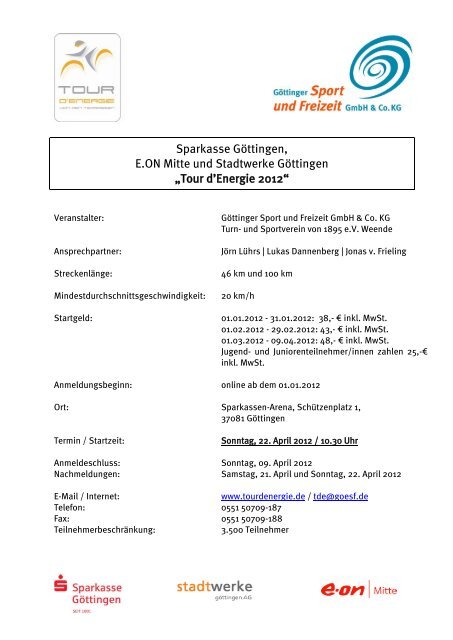 Tour d'Energie 2012 - GÃ¶ttinger Sport und Freizeit GmbH & Co. KG