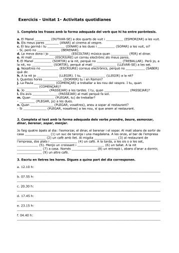 Exercicis - Unitat 1- Activitats quotidianes