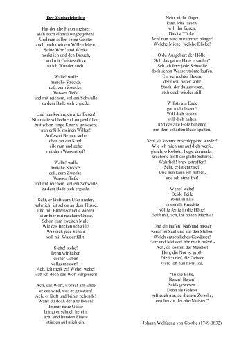 Der Zauberlehrling Johann Wolfgang von Goethe