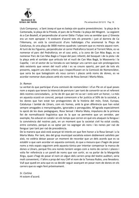 Ple extraordinari 20-12-12.pdf - Ajuntament de Llinars del Vallès