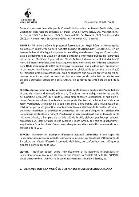 Ple extraordinari 20-12-12.pdf - Ajuntament de Llinars del Vallès