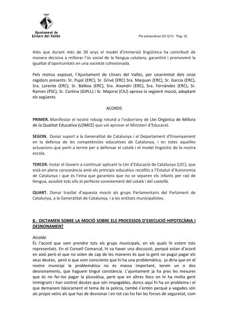 Ple extraordinari 20-12-12.pdf - Ajuntament de Llinars del Vallès