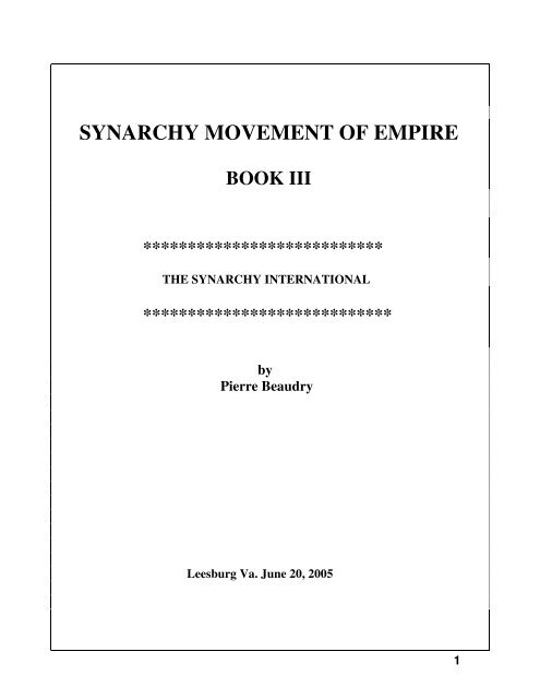 synarchy movement of empire book iii - amatterofmind.org