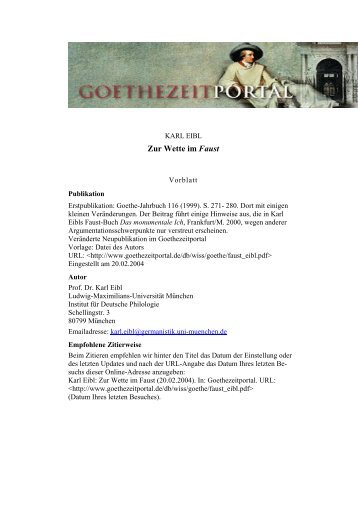 Zur Wette im Faust - Das Goethezeitportal