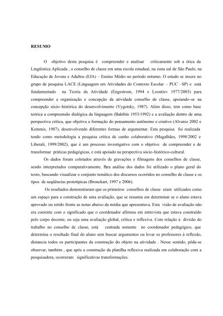 Conselho De Classe: Que Espaço É Esse? - PUC-SP