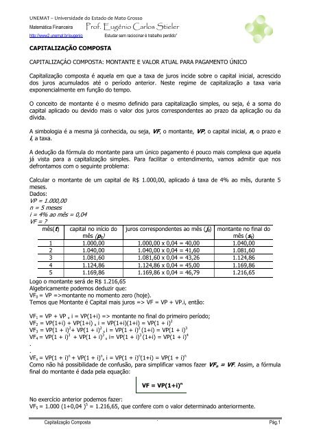 Ementa de Matematica Financeira - Unemat