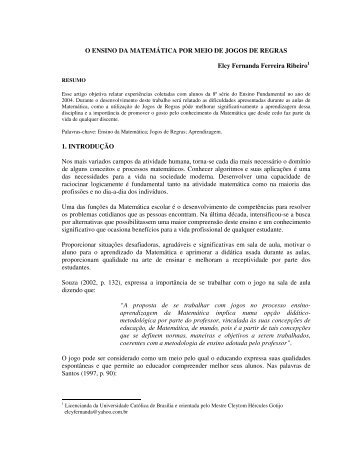 O ensino da Matemática por meio de jogos de regras - Universidade ...