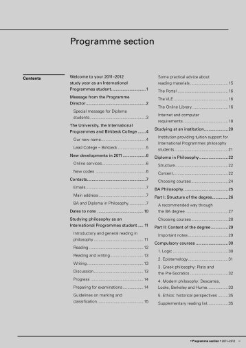 Programme section - University of London International Programmes