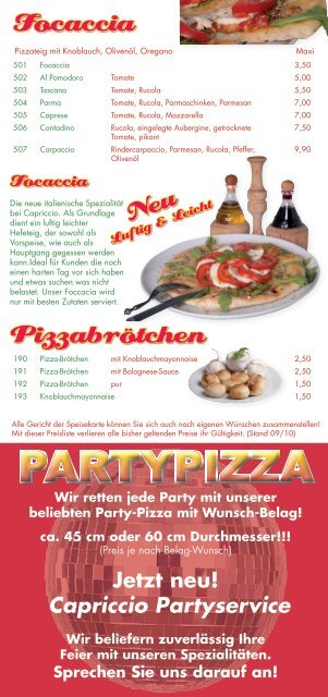 Jetzt neu! Capriccio Partyservice - Pizzeria Capriccio -Neheim