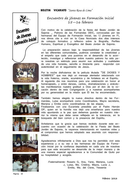 Boletín febrero 2013 - Dominicas DEIC