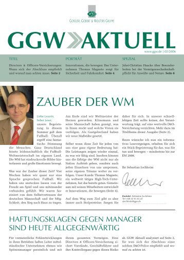 GGW Aktuell 02 2006 - Gossler, Gobert & Wolters Gruppe