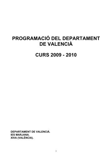 programació del departament de valencià curs 2009 ... - IES Marjana