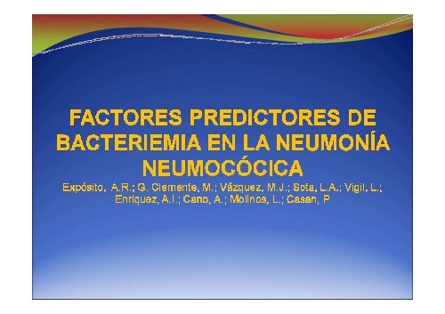 Factores predictores de bacteriemia en la neumonía ... - Asturpar