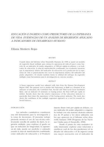 educación e ingreso como predictores de la esperanza de vida