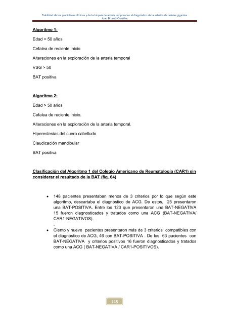 Fiabilidad de los predictores clínicos y de la biopsia de arteria ...