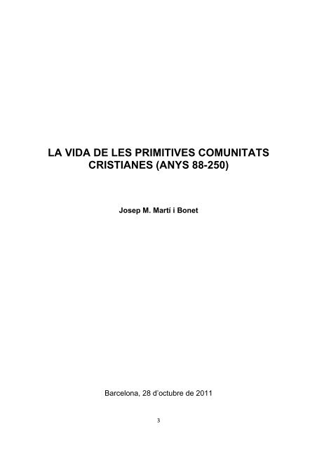 la vida de les primitives comunitats cristianes (anys - Patrimoni ...