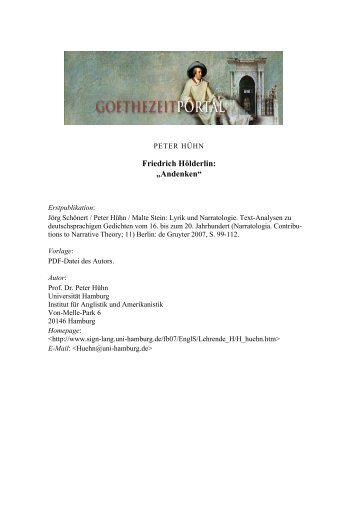 Friedrich HÃ¶lderlin: Andenken - Das Goethezeitportal