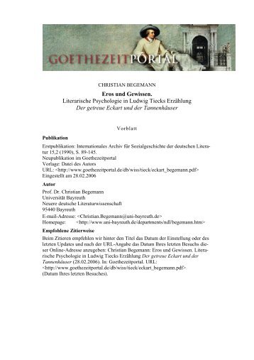 Eros und Gewissen - Das Goethezeitportal