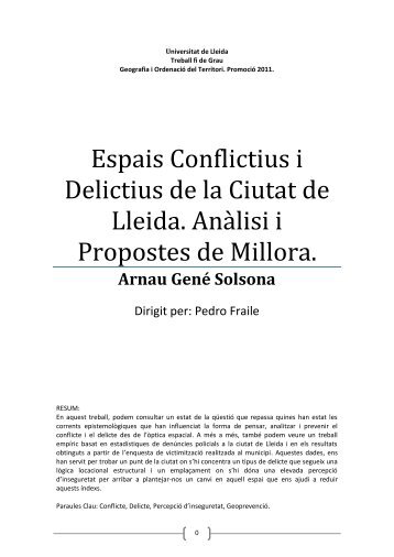 Espais Conflictius i Delictius de la Ciutat de Lleida ... - Recercat