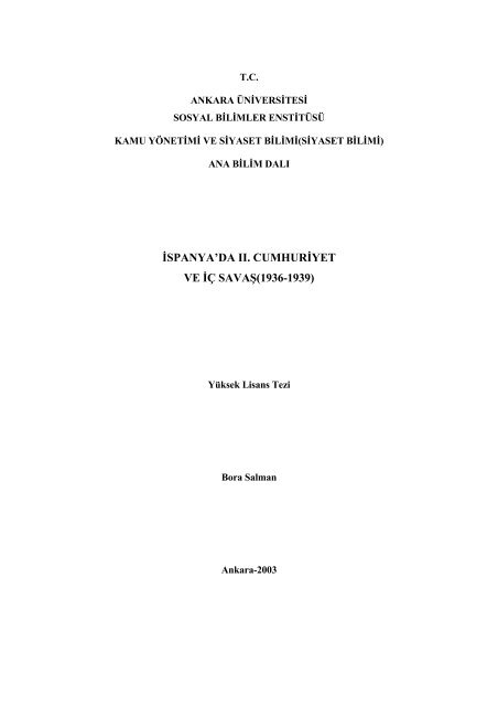 ispanya'da ıı. cumhuriyet ve iç savaş(1936-1939) - Ankara ...